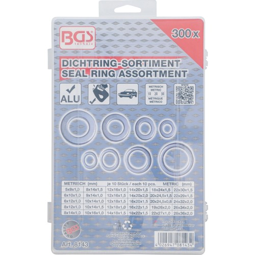BGS Dichtring-Sortiment | Aluminium | 300-tlg.