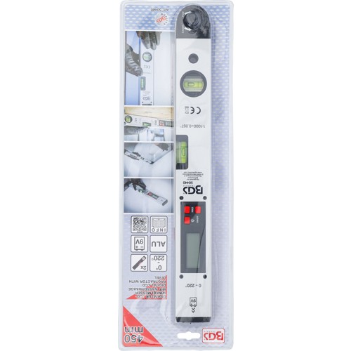 BGS Digitaler LCD-Winkelmesser mit Wasserwaage | 450 mm