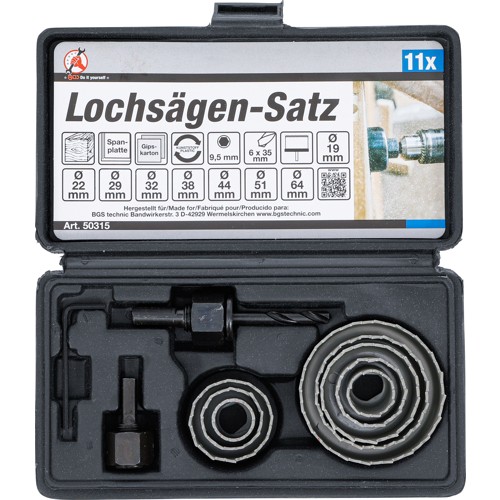 BGS Lochsägen-Satz | Ø 19 - 64 mm | Tiefe 24 mm | 11-tlg.