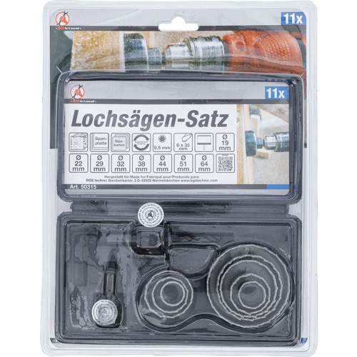 BGS Lochsägen-Satz | Ø 19 - 64 mm | Tiefe 24 mm | 11-tlg.