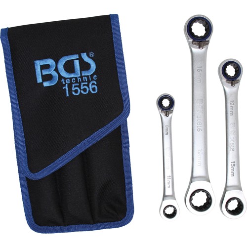 BGS Ratschen-Ringschlüssel-Satz | umschaltbar | ""4-in-1"" | 3-tlg.