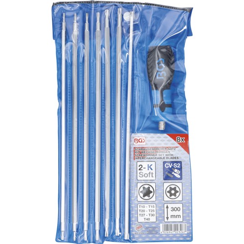 BGS Schraubendreher-Satz mit Wechselklingen | T-Profil (für Torx) / T-Profil (für Torx) mit Bohrung | 8-tlg.
