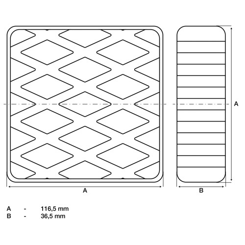 BGS Gummiauflage | für Hebebühnen | 116,5 x 116,5 x 36,5 mm