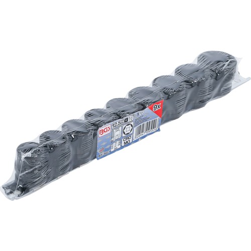 BGS Kraft-Steckschlüssel-Einsatz-Satz Sechskant, extra flach | Antrieb Innenvierkant 12,5 mm (1/2"") | SW 13 - 24 mm | 9-tlg.