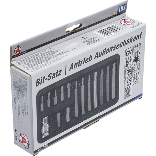 BGS Bit-Satz | Antrieb Außensechskant 10 mm (3/8"") | Innensechskant 15-tlg.