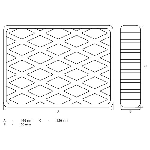 BGS Gummiauflage | für Hebebühnen | 160 x 120 x 30 mm