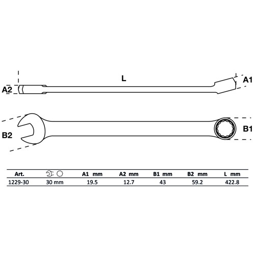 BGS Maul-Ringschlüssel | extra lang | SW 30 mm