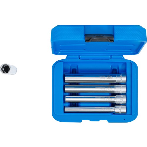 BGS Steckschlüssel-Einsatz-Satz, Sechskant, extra tief | Antrieb Innenvierkant 10 mm (3/8"") | SW 8 - 14 mm | 5-tlg.