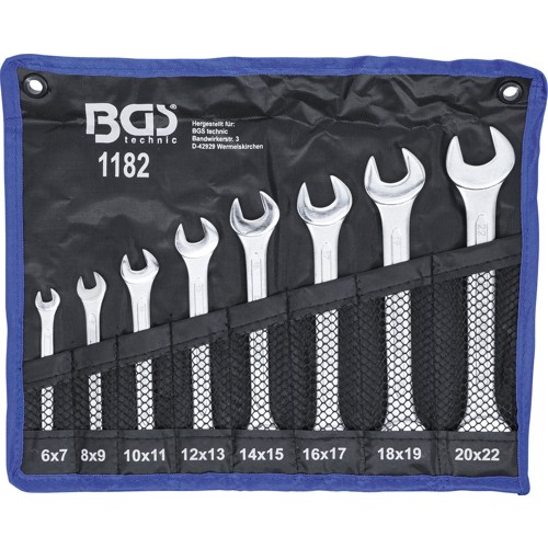 BGS Doppel-Maulschlüssel-Satz | SW 6 x 7 - 20 x 22 mm | 8-tlg.