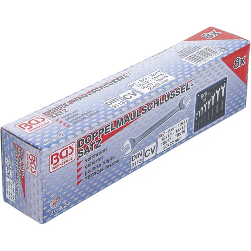 BGS Doppel-Maulschlüssel-Satz | SW 6 x 7 - 20 x 22 mm | 8-tlg.