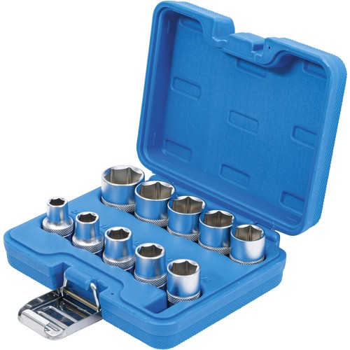 BGS Steckschlüssel-Einsatz-Satz Sechskant | Antrieb Innenvierkant 12,5 mm (1/2"") | Zollgrößen | 10-tlg.