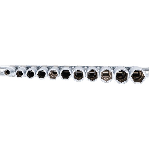 BGS Steckschlüssel-Einsatz-Satz Sechskant, tief | Antrieb Innenvierkant 10 mm (3/8"") | SW 8 - 19 mm | 11-tlg.