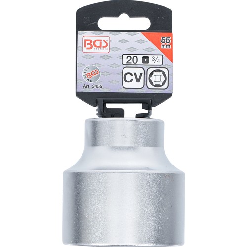 BGS Steckschlüssel-Einsatz Sechskant | Antrieb Innenvierkant 20 mm (3/4"") | SW 55 mm