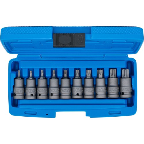 BGS Kraft-Bit-Einsatz-Satz | Antrieb Innenvierkant 12,5 mm (1/2"") | T-Profil (für Torx) T20 - T70 | 10-tlg.