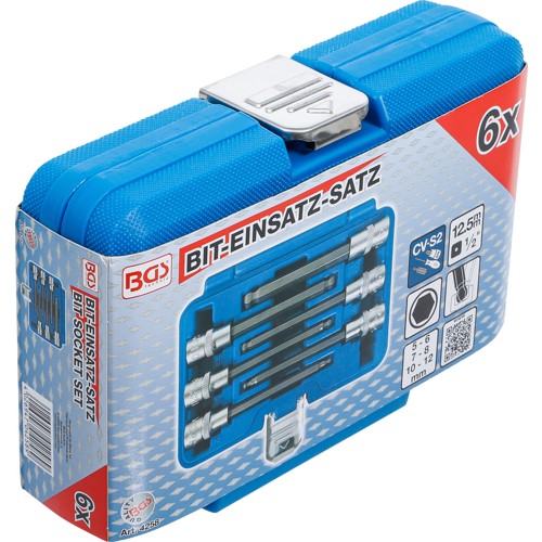 BGS Bit-Einsatz-Satz | Antrieb Innenvierkant 12,5 mm (1/2"") | Innensechskant mit Kugelkopf 5 - 12 mm | 6-tlg.