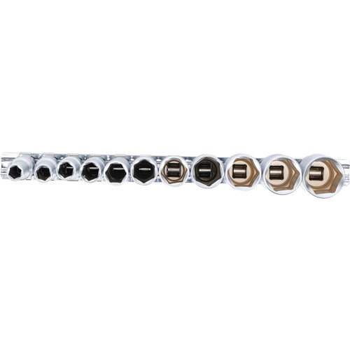 BGS Steckschlüssel-Einsatz-Satz Sechskant, tief | Antrieb Innenvierkant 10 mm (3/8"") | Zollgrößen | 11-tlg.