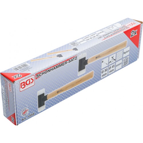 BGS Schonhammer-Satz | Hickory-Stiel | rückschlagfrei | Ø 30 / 45 mm | 300 / 550 g | 2-tlg.