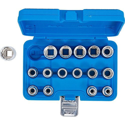 BGS Steckschlüssel-Einsatz-Satz Zwölfkant | Antrieb Innenvierkant 12,5 mm (1/2"") | SW 8 - 24 mm | 16-tlg.