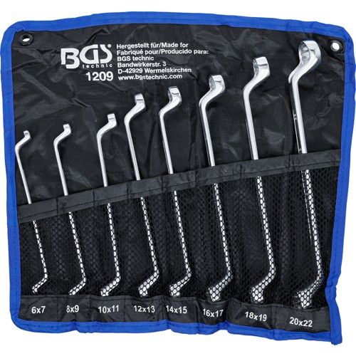 BGS Doppel-Ringschlüssel-Satz | gekröpft | SW 6 x 7 - 20 x 22 mm | 8-tlg.