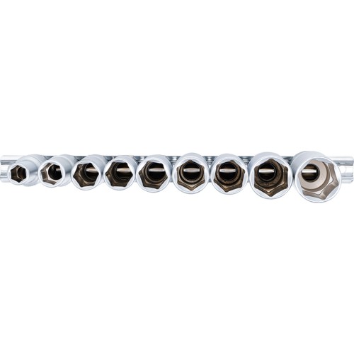 BGS Steckschlüssel-Einsatz-Satz Sechskant, tief | Antrieb Innenvierkant 12,5 mm (1/2"") | SW 10 - 24 mm | 9-tlg.