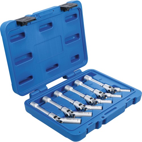 BGS Universal Glühkerzen-Gelenkschlüssel-Satz, Sechskant | Antrieb Innenvierkant 10 mm (3/8"") | SW 8 - 16 mm | 6-tlg.
