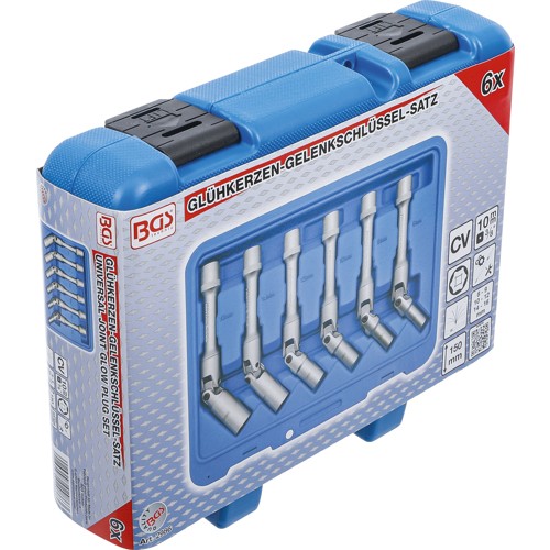 BGS Universal Glühkerzen-Gelenkschlüssel-Satz, Sechskant | Antrieb Innenvierkant 10 mm (3/8"") | SW 8 - 16 mm | 6-tlg.