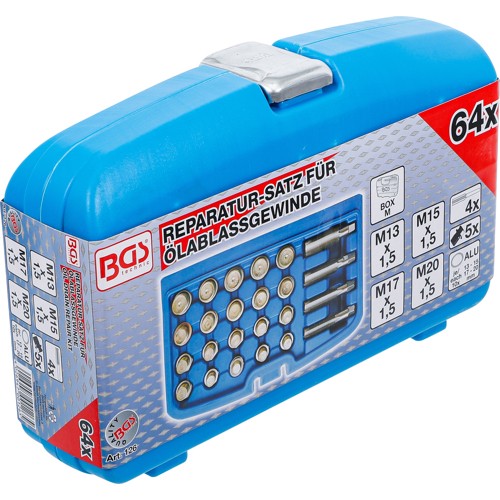 BGS Reparatursatz für Öl-Ablass-Gewinde | 64-tlg.