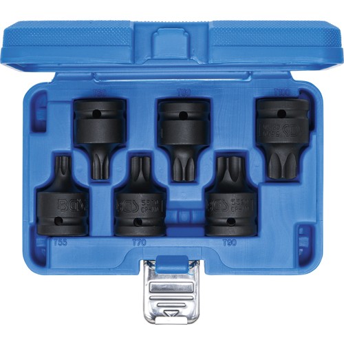 BGS Kraft-Bit-Einsatz-Satz | Antrieb Innenvierkant 20 mm (3/4"") | T-Profil (für Torx) T55 - T100 | 6 tlg.