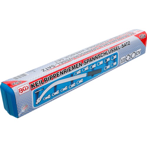 BGS Spannrollenschlüssel-Satz | Zwölfkant SW 12 - 19 mm / E-Profil SW E10 - E18 | 15-tlg.