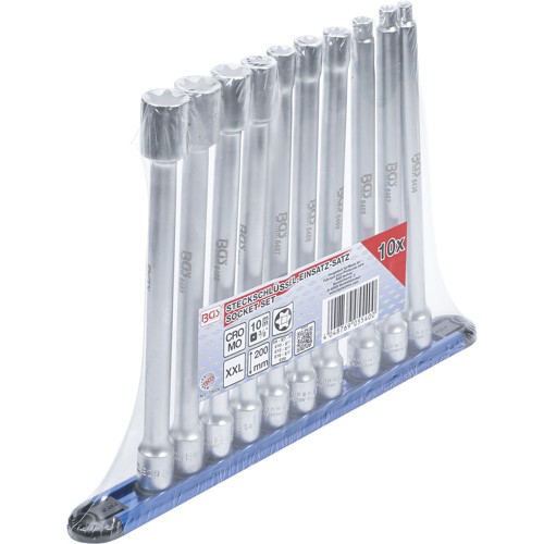 BGS Steckschlüssel-Einsatz-Satz E-Profil | XXL | Antrieb Innenvierkant 10 mm (3/8"") | SW E6 - E20 | 10-tlg.