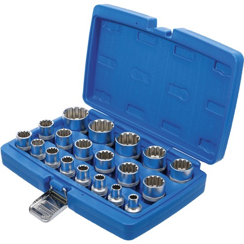 BGS Steckschlüssel-Einsatz-Satz Gear Lock | Antrieb Innenvierkant 12,5 mm (1/2"") | 19-tlg.