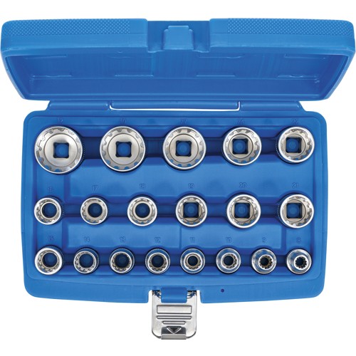 BGS Steckschlüssel-Einsatz-Satz Gear Lock | Antrieb Innenvierkant 12,5 mm (1/2"") | 19-tlg.