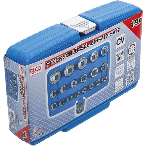 BGS Steckschlüssel-Einsatz-Satz Gear Lock | Antrieb Innenvierkant 12,5 mm (1/2"") | 19-tlg.