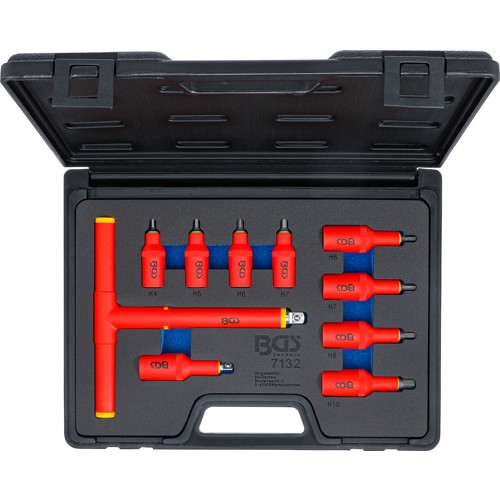 BGS VDE-Bit-Einsatz-Satz | Antrieb Innenvierkant 10 mm (3/8"") / 12,5 mm (1/2"") | Innensechskant 4 - 10 mm | 10-tlg.