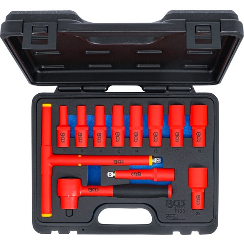BGS VDE-Steckschlüssel-Satz | Antrieb Innenvierkant 10 mm (3/8"") | SW 7 - 22 mm | 12-tlg.