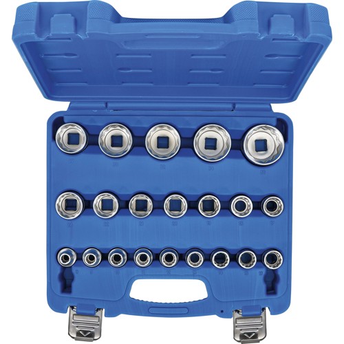 BGS Steckschlüssel-Einsatz-Satz Zwölfkant | Antrieb Innenvierkant 12,5 mm (1/2"") | SW 8 - 36 mm | 21-tlg.