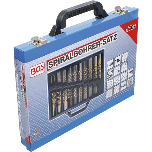 BGS Spiralbohrer-Satz | HSS | titan-nitriert | 1 - 10 mm | 170-tlg.