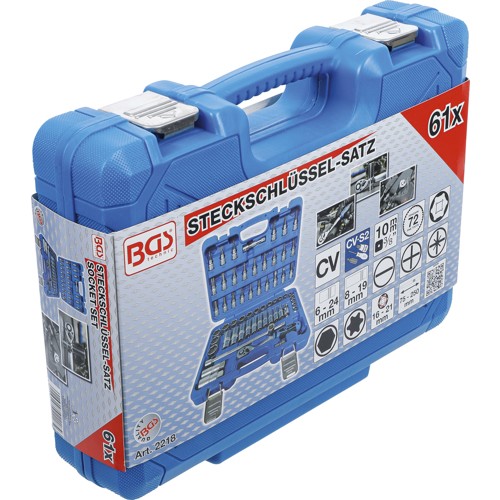 BGS Steckschlüssel-Satz Sechskant | Antrieb 10 mm (3/8"") | 61-tlg.