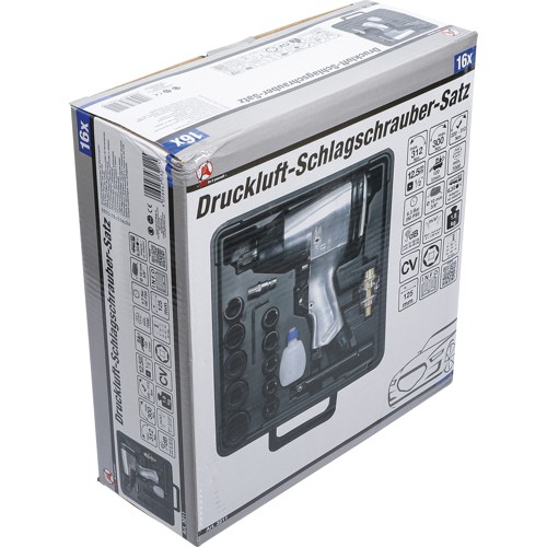 BGS Druckluft-Schlagschrauber mit Werkzeugsatz | 12,5 mm (1/2"") | 312 Nm | 16-tlg.