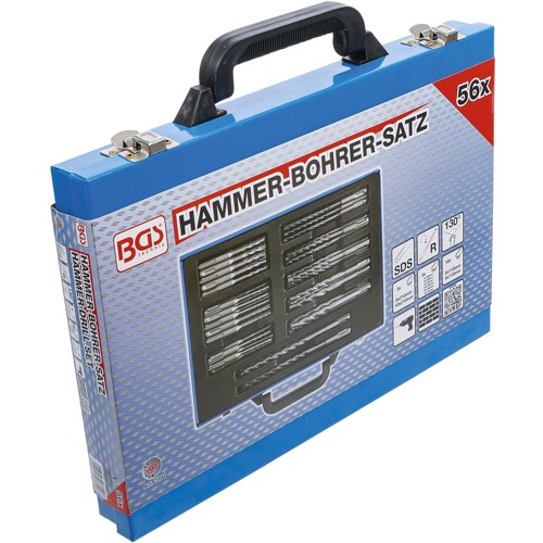 BGS Hammer-Bohrer-Satz | SDS-Schaft, Hartmetallspitze | 4 - 12 mm | 56-tlg.