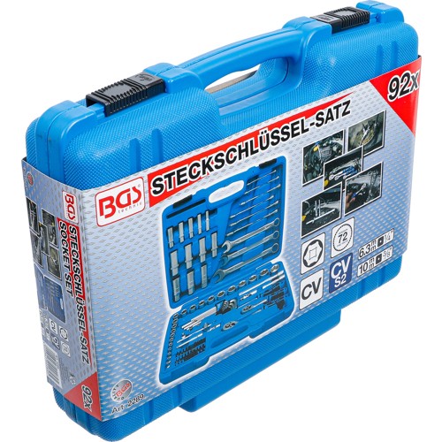 BGS Steckschlüssel-Satz Sechskant | Antrieb 6,3 mm (1/4"") / 10 mm (3/8"") | 92-tlg.