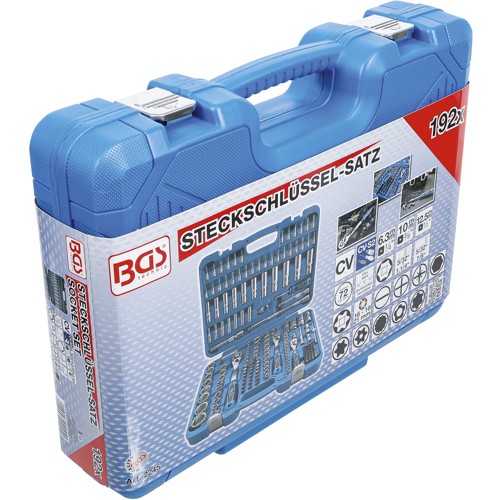 BGS Steckschlüssel-Satz Sechskant | Antrieb 6,3 mm (1/4"") / 10 mm (3/8"") / 12,5 mm (1/2"") | Zollgrößen | 192-tlg.