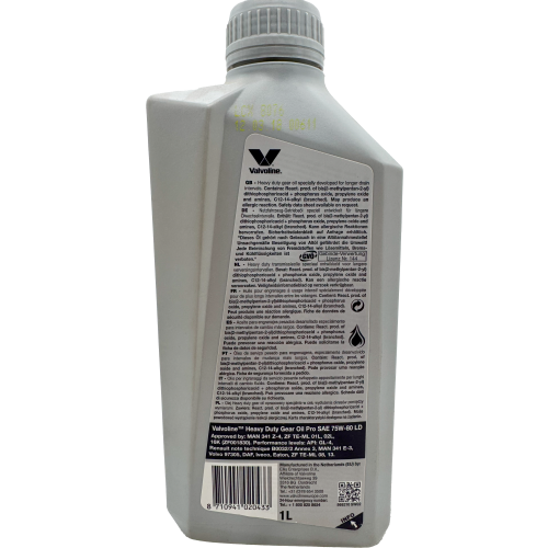 Valvoline HD GEAR OIL PRO 75W-80 LD 1 Liter Flasche