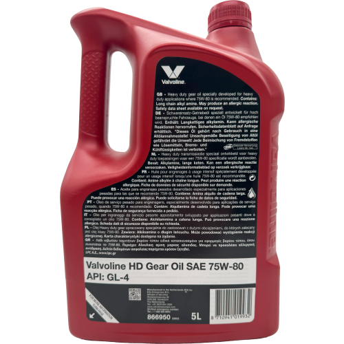 Valvoline HD GEAR OIL 75W-80 5 Liter Kanister