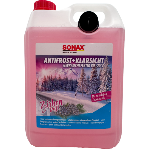 SONAX AntiFrost+KlarSicht Gebrauchsfertig bis -18 °C Zirbe 5 Liter schneller, schlierenfreier & effektiver Scheibenreiniger für den Winter | Art-Nr. 01315050