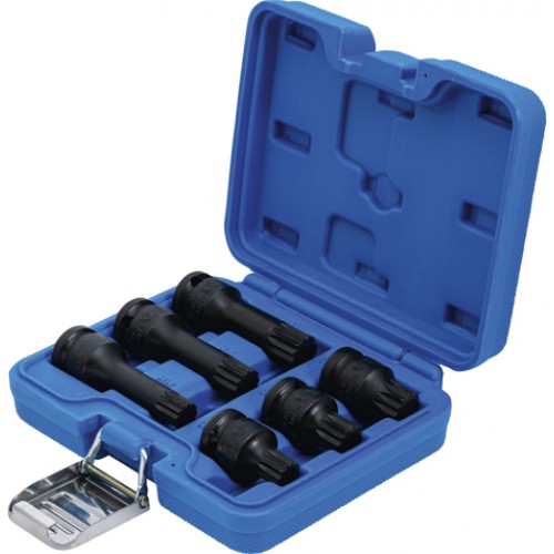 BGS Kraft-Bit-Einsatz-Satz | Antrieb Innenvierkant 12,5 mm (1/2"") | Innenvielzahn (für XZN) M14 - M18 | 6-tlg.