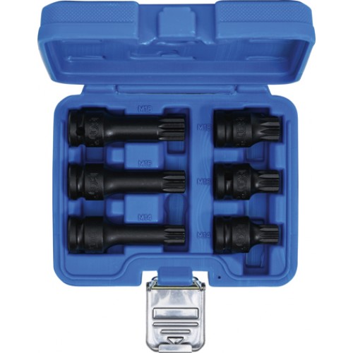 BGS Kraft-Bit-Einsatz-Satz | Antrieb Innenvierkant 12,5 mm (1/2"") | Innenvielzahn (für XZN) M14 - M18 | 6-tlg.