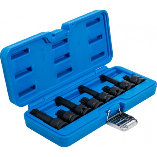 BGS Kraft-Bit-Einsatz-Satz | Antrieb Innenvierkant 12,5 mm (1/2"") | Innenvielzahn (für XZN) M12 - M18 | 8-tlg.