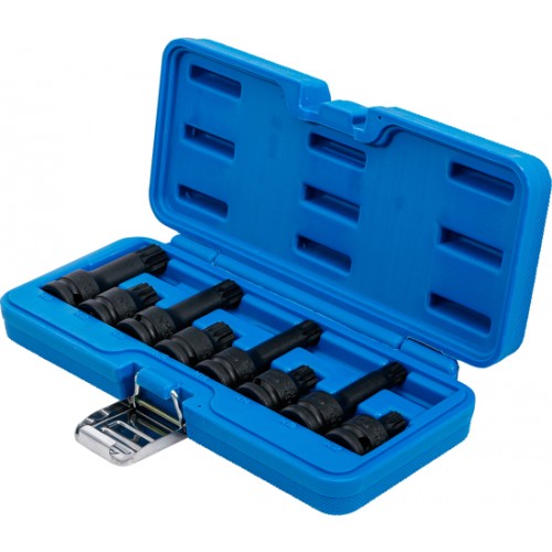 BGS Kraft-Bit-Einsatz-Satz | Antrieb Innenvierkant 12,5 mm (1/2"") | Innenvielzahn (für XZN) M12 - M18 | 8-tlg.