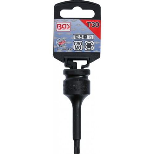 BGS Kraft-Bit-Einsatz | Antrieb Innenvierkant 12,5 mm (1/2"") | T-Profil (für Torx) T30